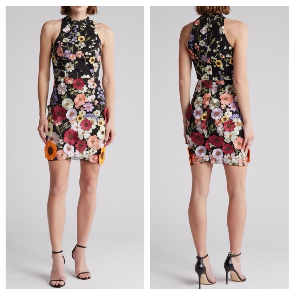 NWT!! || Bebe || 3D Floral Embroidered Shift Dress